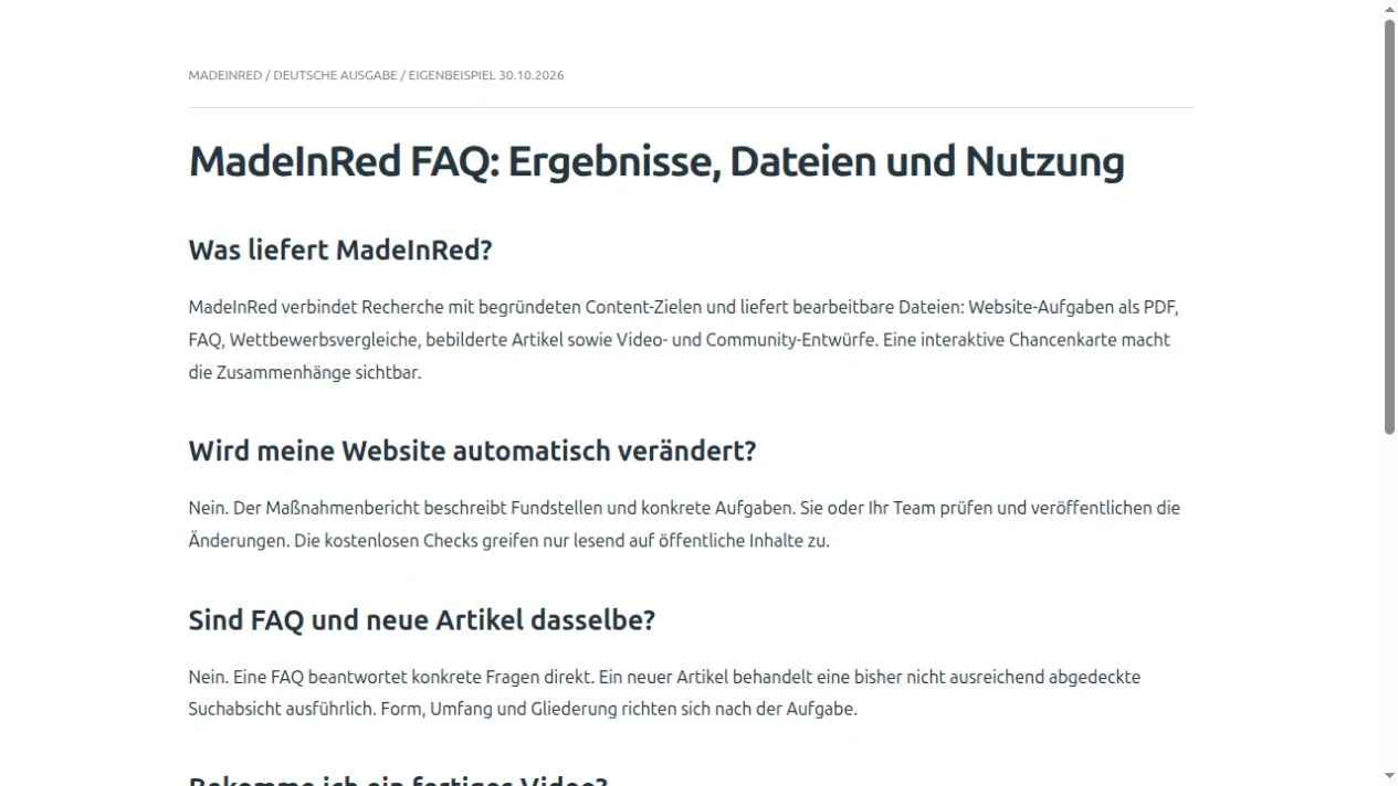 Gespeichertes HTML · Tatsächlicher Textanfang