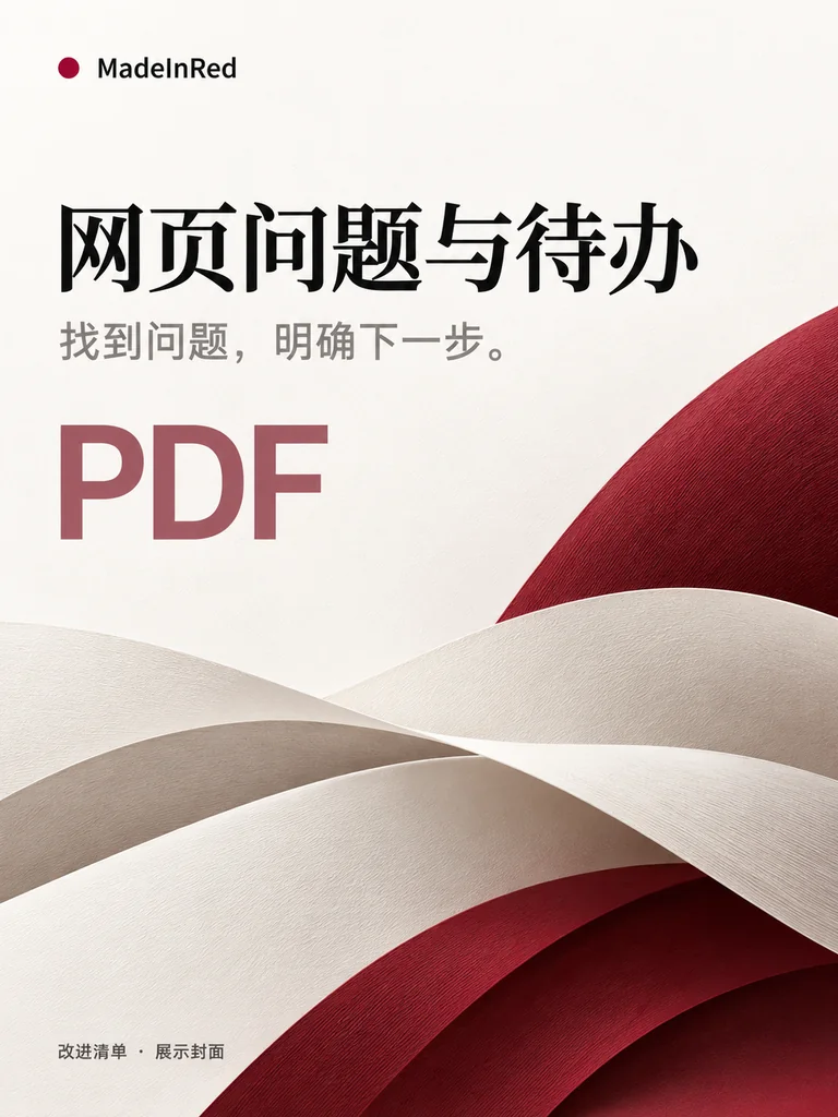 网页问题与待办 · 视觉示意封面