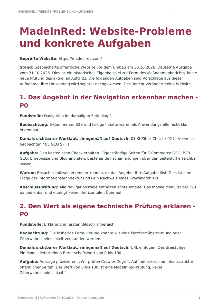 Deutsche Ausgabe · Tatsächliche erste PDF-Seite · Historischer Stand vor der Überarbeitung